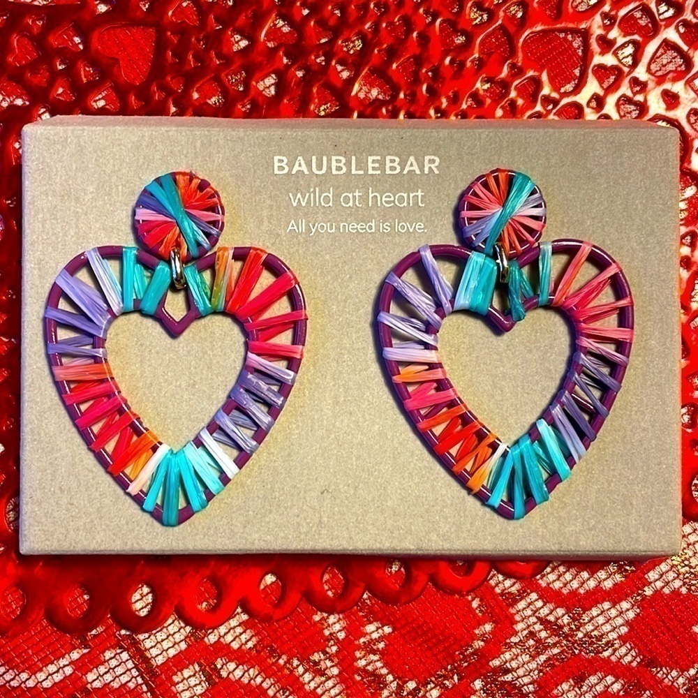Brand New BaubleBar Wild At Heart Metal Drop Earrings Multicolored Valentines